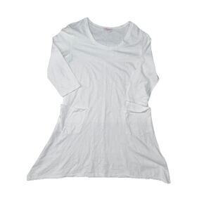 Fresh Produce Dalia Dress White 3/4 Sleeve Dress Size Medium Pockets Cotton